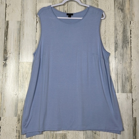 J Jill Tunic Shirt Womens Plus Size 2X Sleeveless Top Baby Sky Blue‎ Coquette - Picture 1 of 12